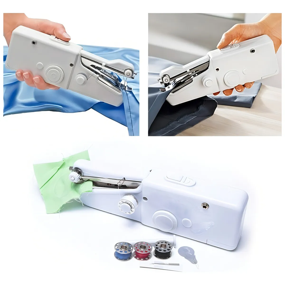 Uso práctico de mini máquina de coser en tela